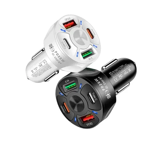Oem Custom Dual 4 Port Car Charger Fast Charging 20w Mini Pd Car Charger for Phone Usb C Car Charger Adapter Quick 3.0