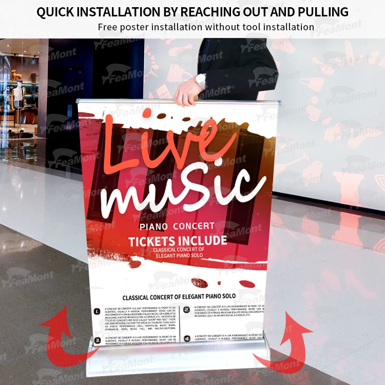 FEAMONT Aluminum retractable roll up banner stand printing 80*200cm pull up banner large size banner stand
