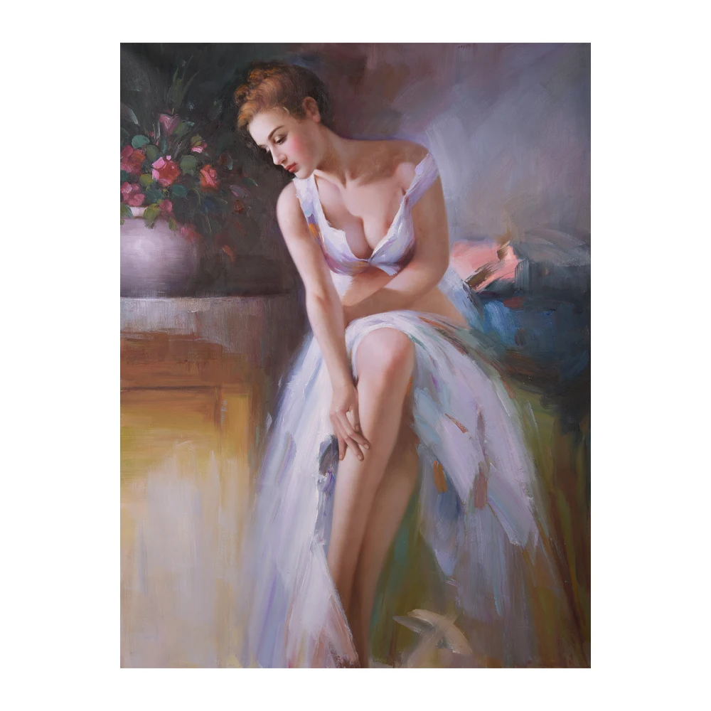 High Quality Ballet Female Dancer Exquisite Handmade Oil Painting for Interior Decoration