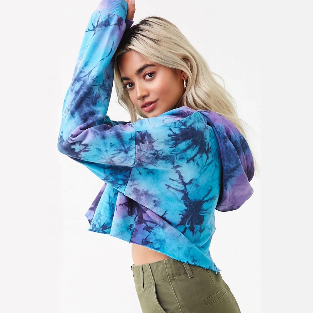 Designer Multi Color Fashion Hoody High Quality French Terry Sweatshirts Tie Dye Crop Top Hoodie For Women Womens Hoodies