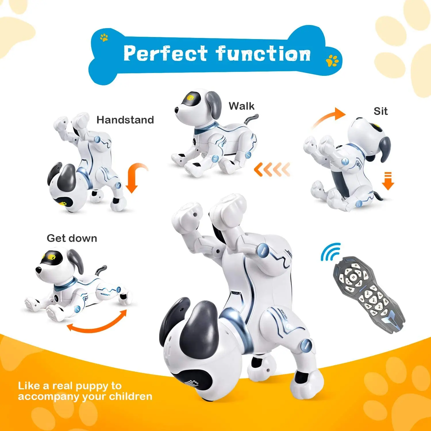  Hot sale Remote Control Toys Multi-Function Intelligent RC Robot Dog Electronic Pets With LED light for Kids
