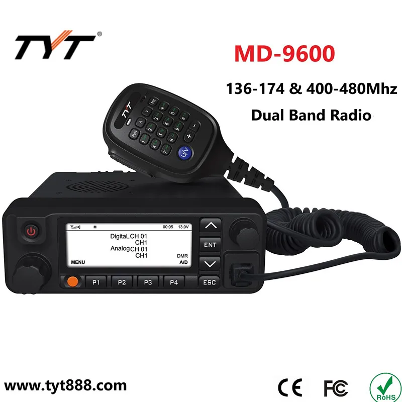 TYT MD-9600 dmr radio dual band, dual display, dual standby 3000 channels 50w output power mobile radio