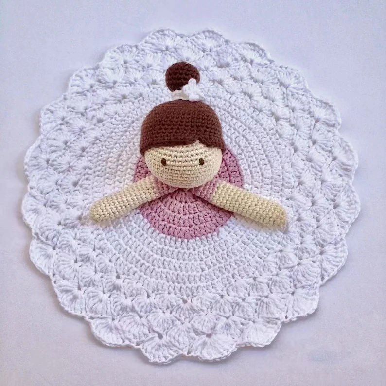 Hand Knitted Crocheted Baby Girl Comforter Security Blanket Crochet  Plush Toys for Newborn baby
