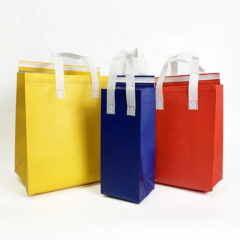 Disposable Thermal Insulated Cooler Bag Grocery Cool Carry Non Woven Lunch Cooler Bag for Food