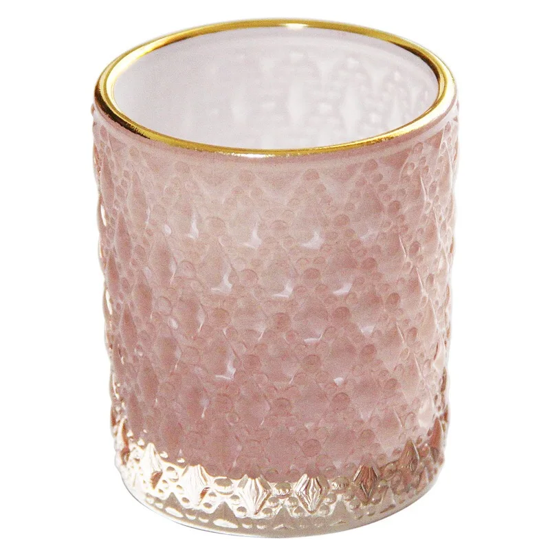 Europe style gilt-edged tinted glass candleholder furnish and decorate gift candle cup
