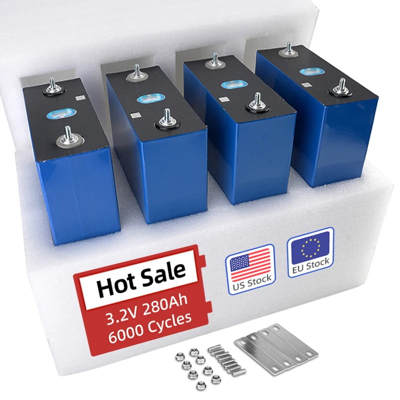 EU US Stock 3.2V 280AH Lifepo4 Battery Cell Baterias De Litio Prismatic Lipofe4 Batterie For Car Deep Cycle Lithium Ion Batterie
