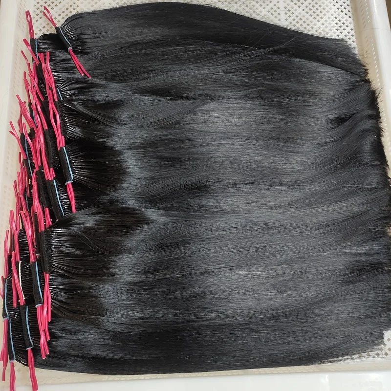 Оптовая продажа высокое качество 100% человеческие волосы Remy одна хлопковая нить два корейских близнецов для наращивания корейские
