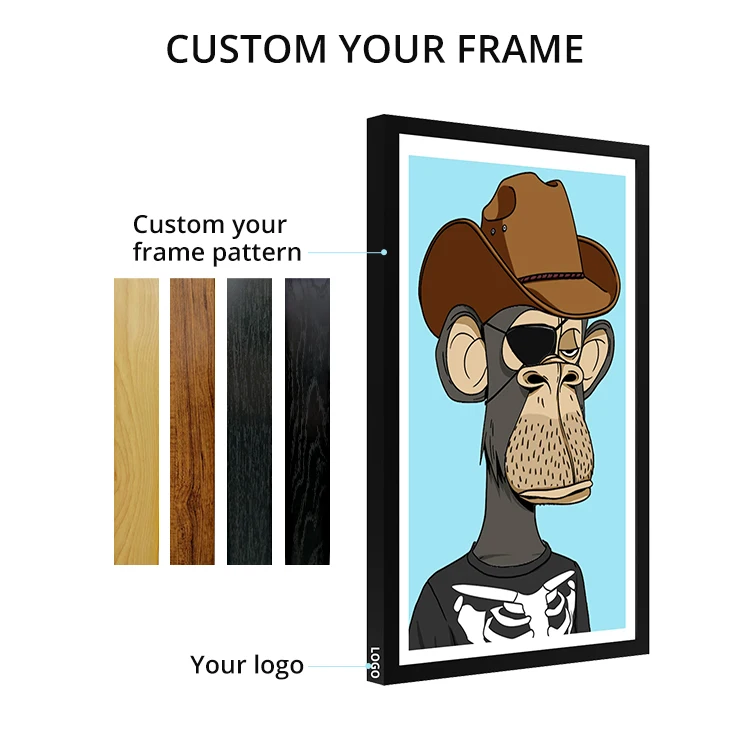 32 inch 43inch Intelligent Museum Smart Photo Frame Display Artistic Design Wooden Lcd Screen For Digital Art Painting Machine