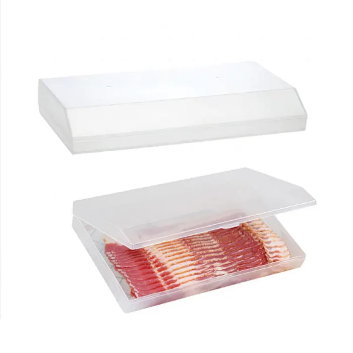 Clear plastic Cheese Bacon Keeper,Stay Fresh Green Containers bacon container for refrigerator