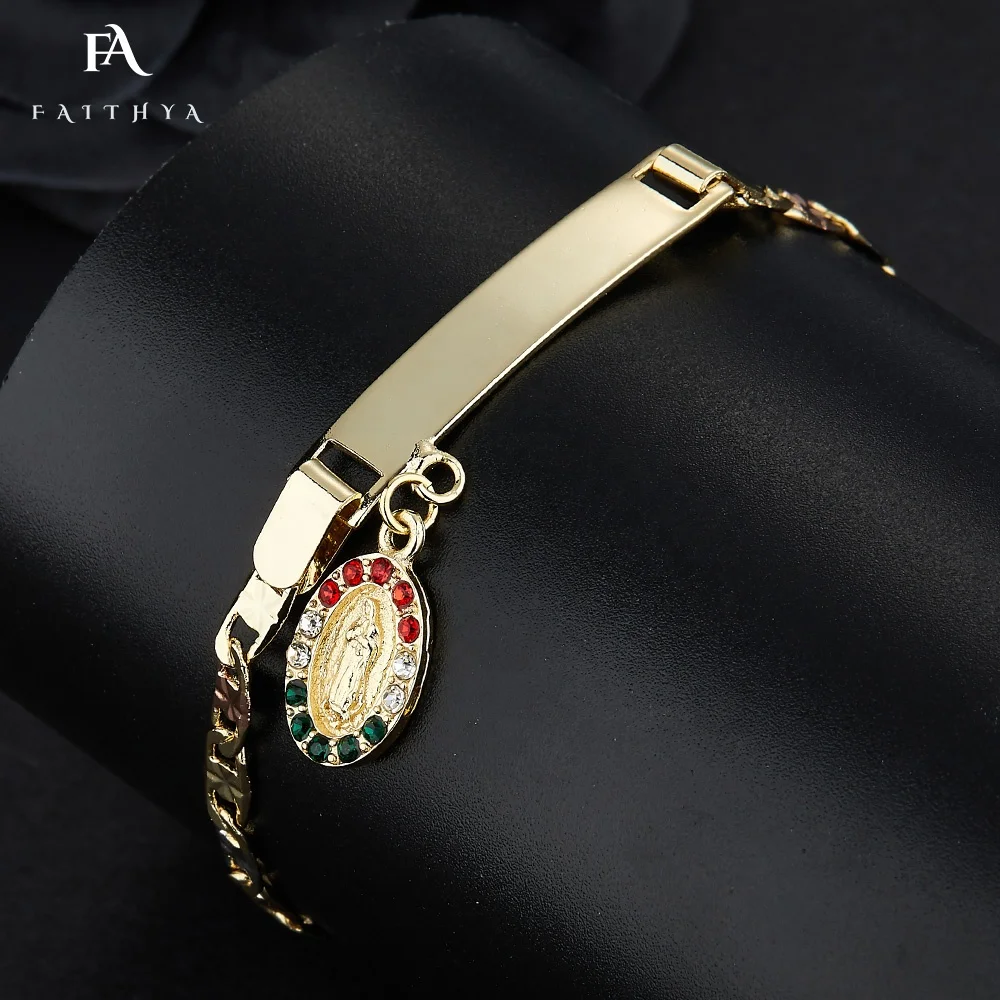 FB0084 бестселлер настраиваемый трехцветный браслет с логотипом гальваническим покрытием Девы Марии для женщин и мужчин