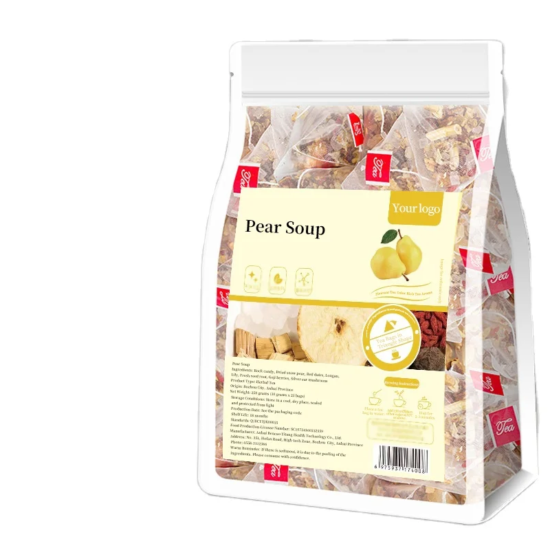 OEM/RTS Pear Soup High-Quality Ingredients Handpicked Selection Tea Bags in Triangle Shape good for health for adults