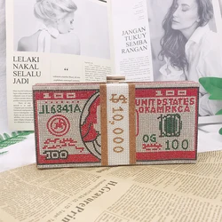 2020 selling bling 1000 dollar money clutch bag crystal purse shipping rhinestone dollars bill clutch handbag party for women