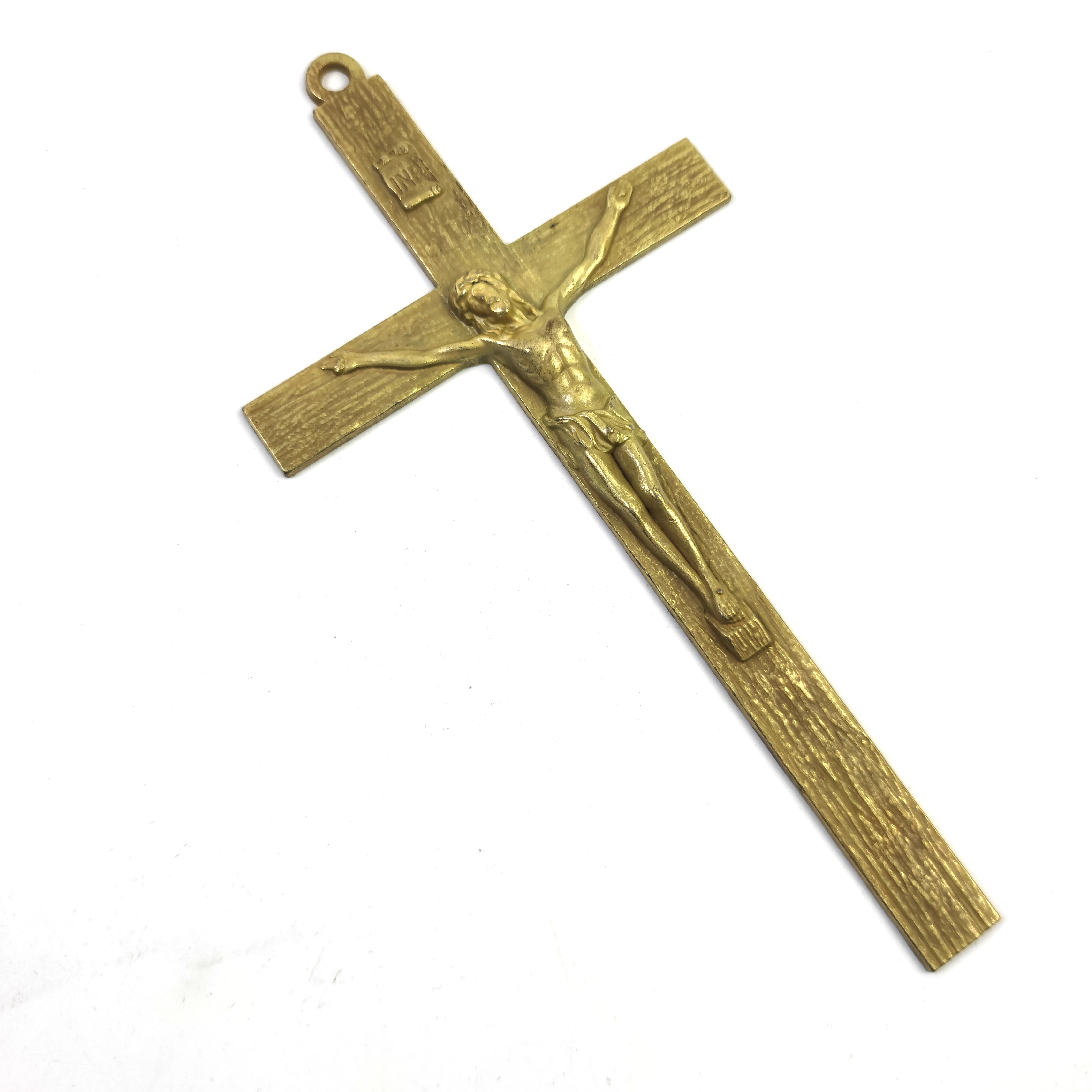 Crucifix Wall Cross - Metal  Catholic Crosses Wall Decor - 8 Inch - Retro Gold