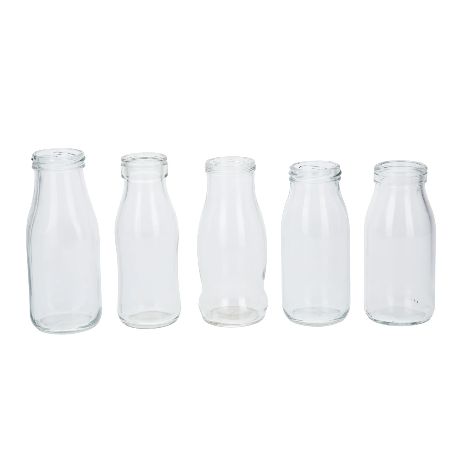 Wholesale Popular 250ml 350ml Mini Glass Jar Bottle Juice Milk Tea Glass Bottle Clear transparent Glass Bottle