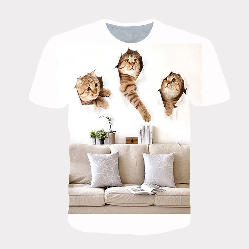 Summer Women Short Sleeve Tees Cat 3D T Shirts Casual Femme Tops Girls T-Shirt