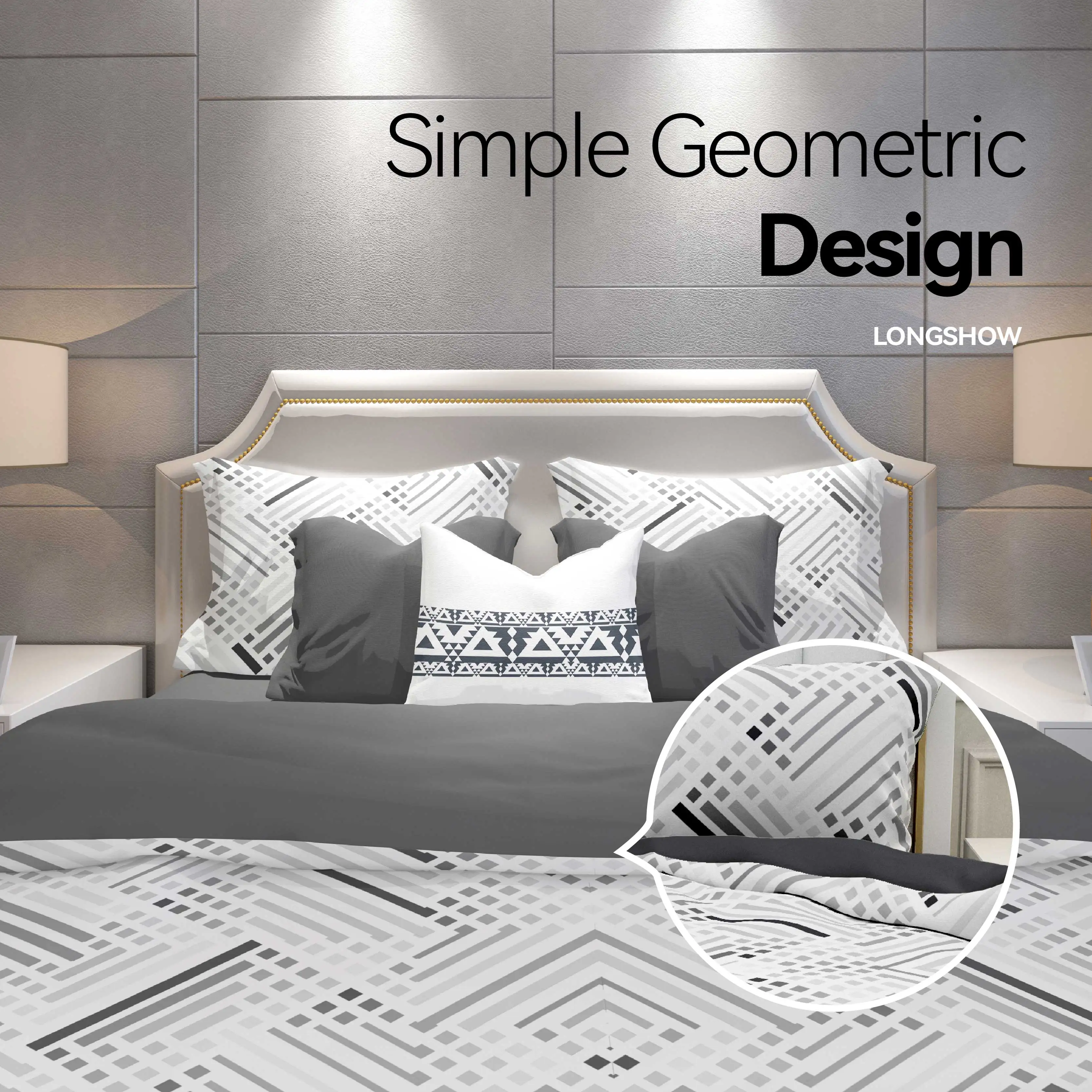 Factory provides customized high quality printed bedding sets geometry style tencel bamboo bed sheet