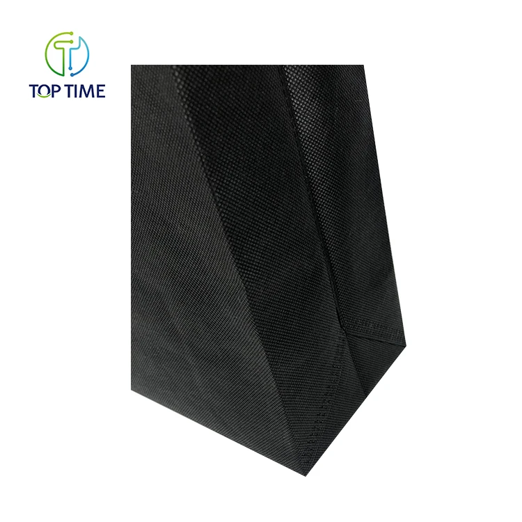 Custom Silk Screen Printing Non Woven Fabric PP Shopping Bags Black With Logos