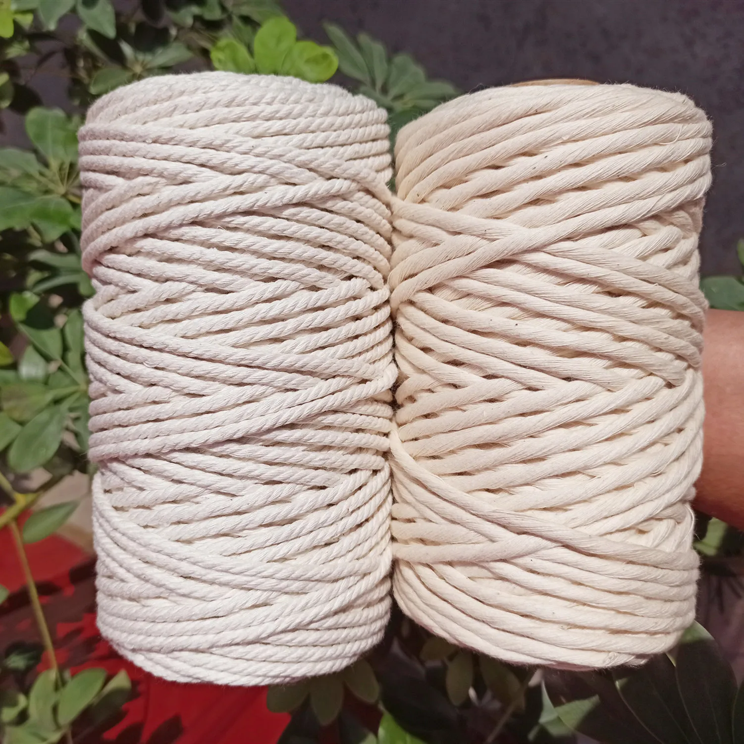 Wholesale macrame cord single strand 5mm natural cotton rope twisted thread for macrame