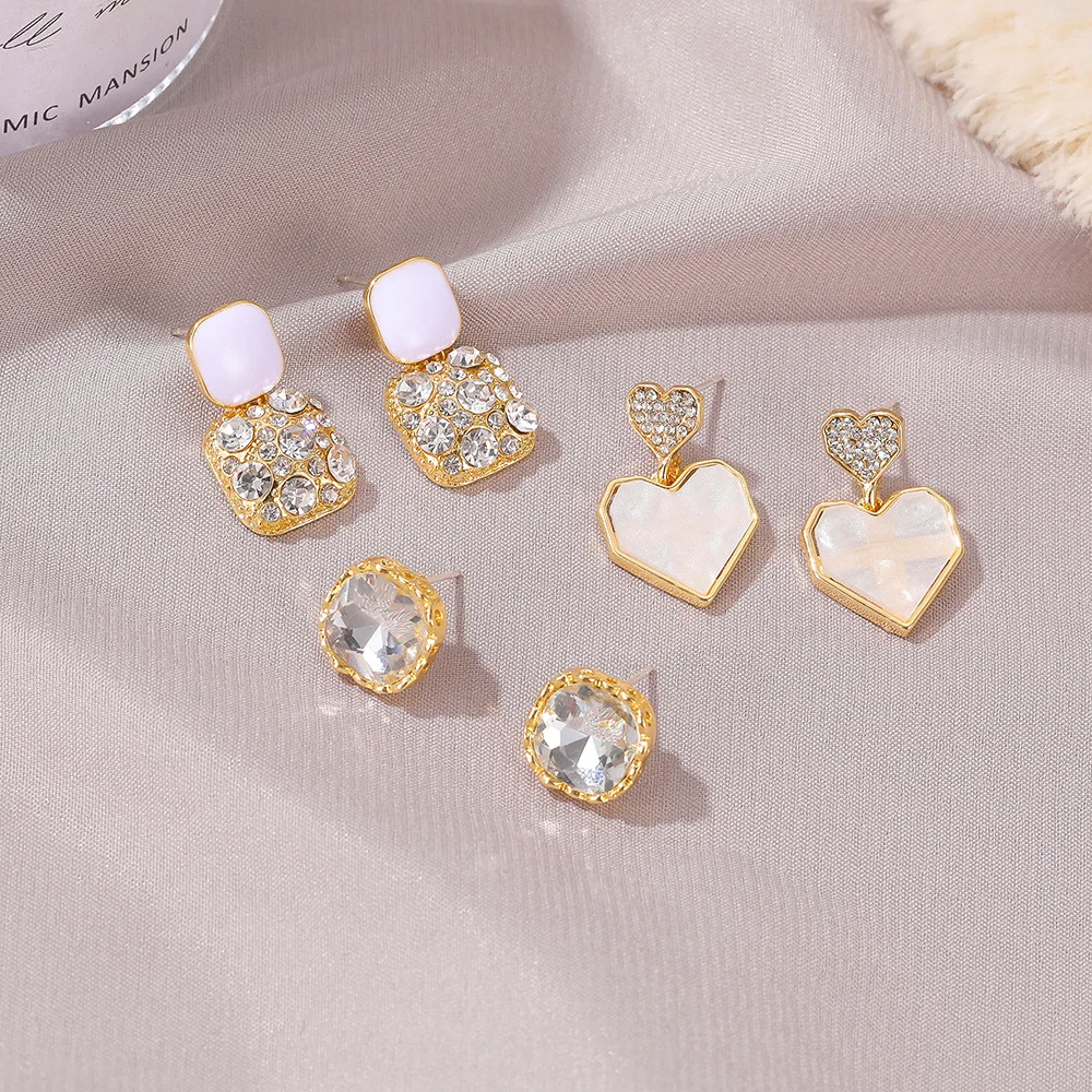 E-028 Wholesale Newest Luxury Women Earrings Heart Designs Earrings Trendy Pearl Stud Earrings