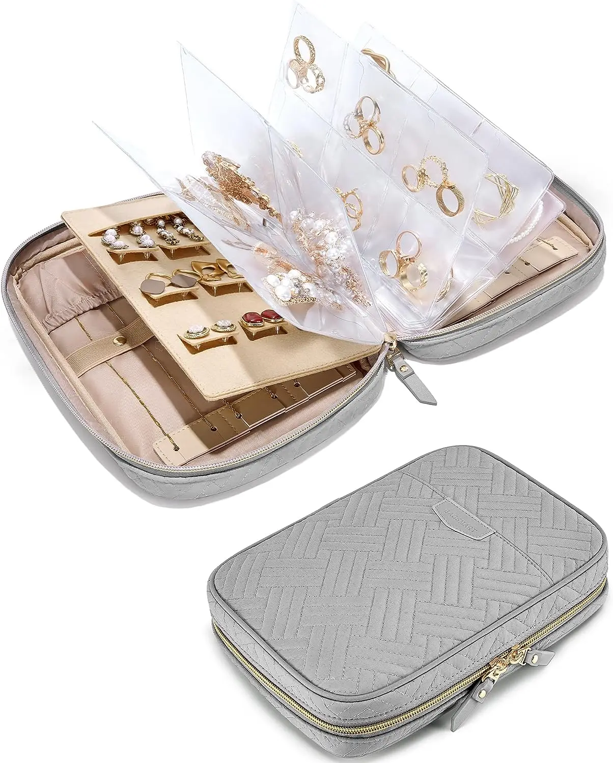 Transparent Jewelry Travel Storage Book Ring Binder Organizer Case Customized Packaging Pouch Travel Jewelry Organizer Bag