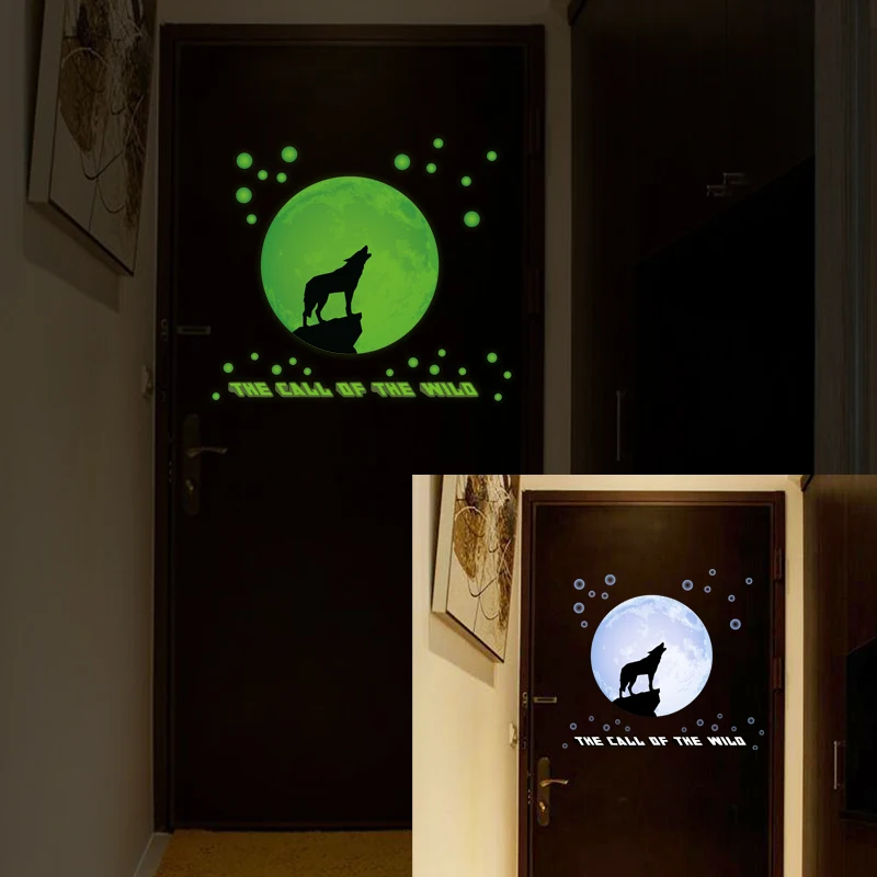 YIYAO Moonlight Wolf Luminous Stickers DIY home art Decor Wall Stickers