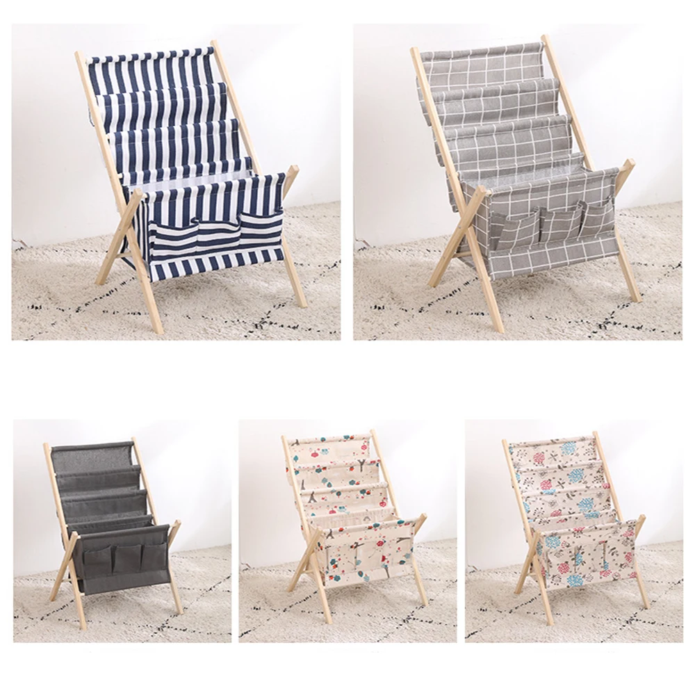 Floor Magazine Stand Display Rack Newspaper Rack Tiered Design-Black Wood Book Rack