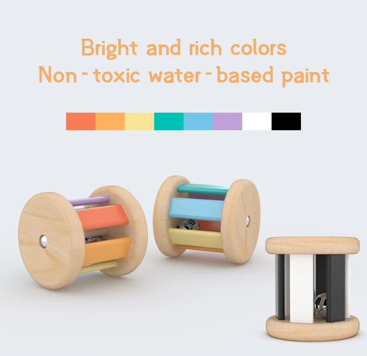 Montessori Ball Cylinder Rolling Drum  Bell With Wooden Handle Baby Musical Toys Intellectual Development Educational Toys
