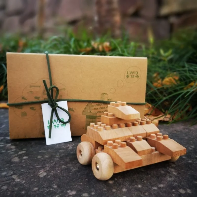 2023 ECO Friendly STEM solid wood  building DIY toy tank for kids LWB3001 wooden legoooo