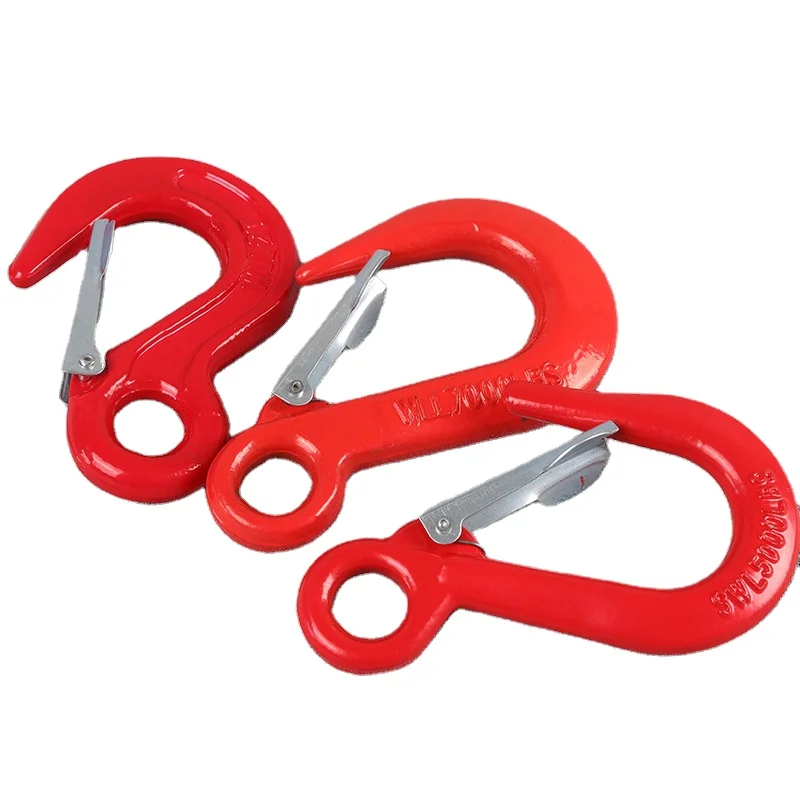 5 ton g80 wide mouth hooks with Safety Latch container hook for lifting and hoisting