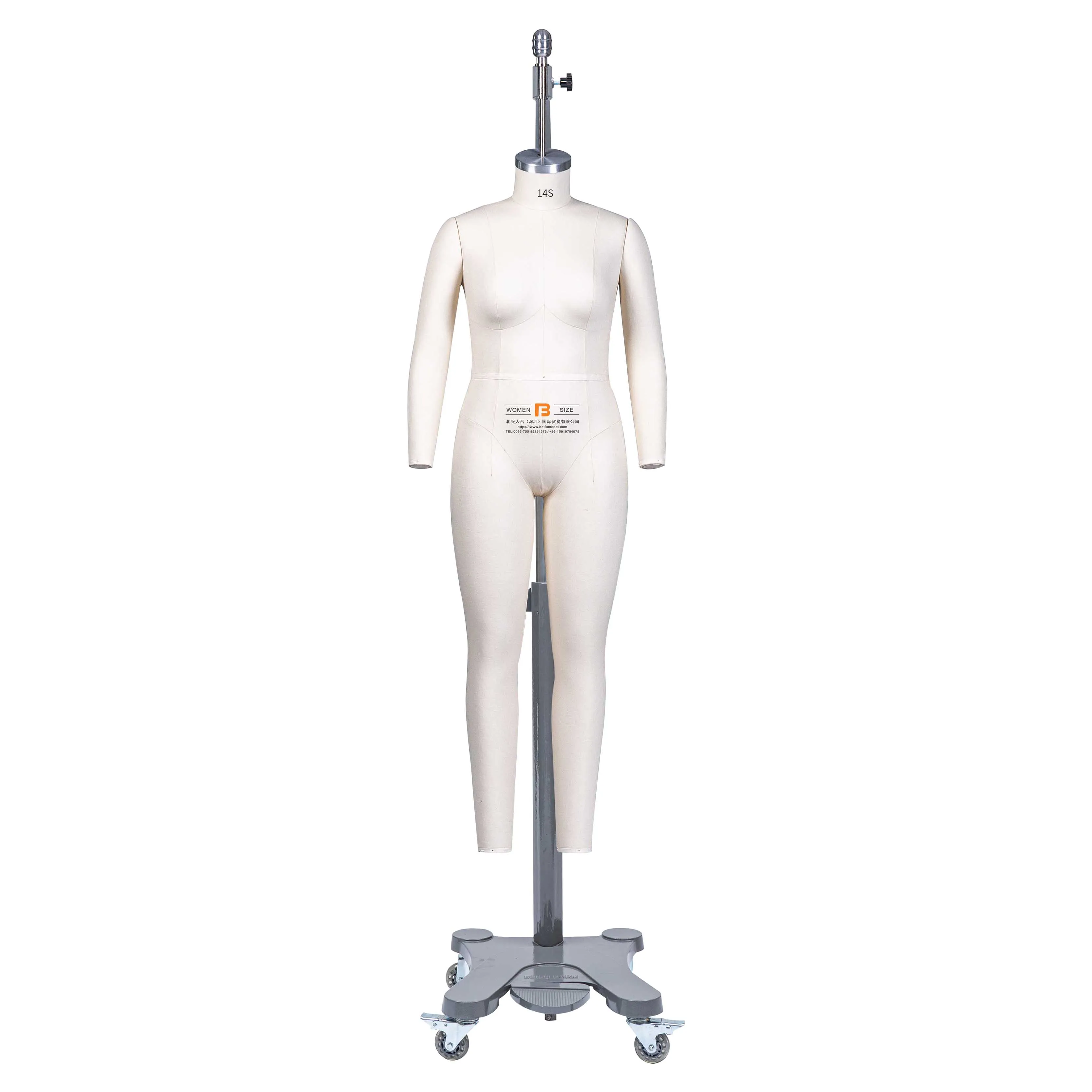 Beifuform full body with collapsible shoulder hot-selling female dummy US size 14S high quality hanging mannequin for tailoring