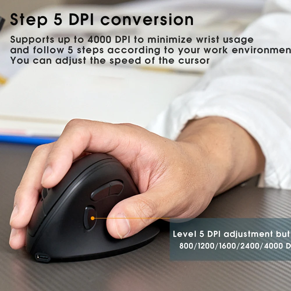 SAMA Hot Sale BT Mouse Ergonomic 2.4G Mute Silent Rechargeable Office Dual Mode Optical Ir Wireless Vertical Mice