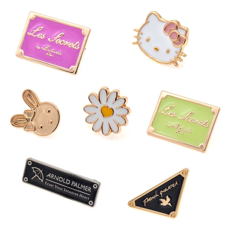 Factory Price Custom Metal Plate Gold Color Designs Engraved Name Tags Bag Parts Accessories