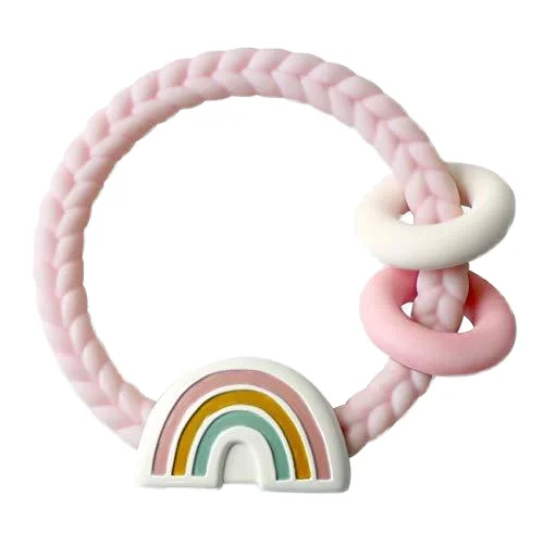 Wholesale Factory Price Baby Silicone Teethers Set Rainbow Toys with Rattle Soothing Molar Toy Teether for Teething Baby