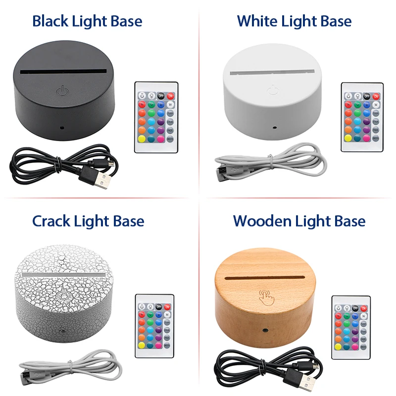 Factory Wholesale Abs 7 Color Change Touch Control Remote Control 3d Led Lamp Base For Illusion Acrylic Night Light