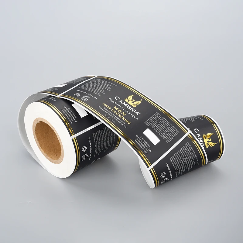 Customised Gold Hot Stamping Adhesive Labels Waterproof Foil Stickers Printed Paper Film Packaging Labels