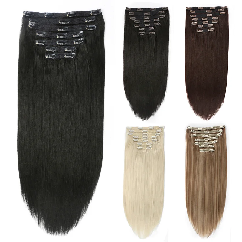 Hot selling 100% clip in human hair extensions 7pcs, 8pcs or 10pcs full head straight virgin Brazilian human hair