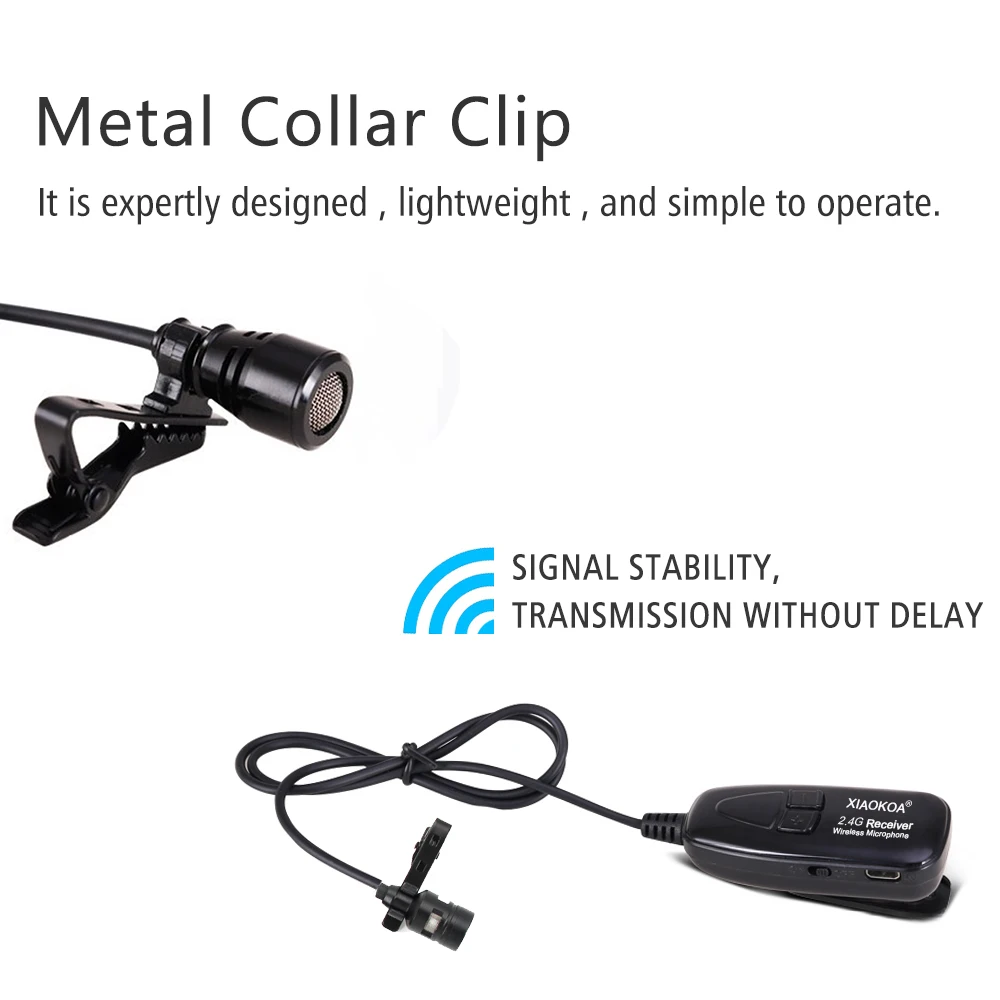 
2.4G Wireless Microphone System Wireless Lavalier Microphone for Teaching Meeting Tour Guide Microphones 