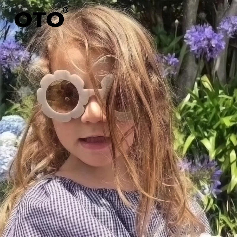 OTO 3-12 years old trendy children flower sunglasses kids round little girls with toddler kids sun glasses uv400