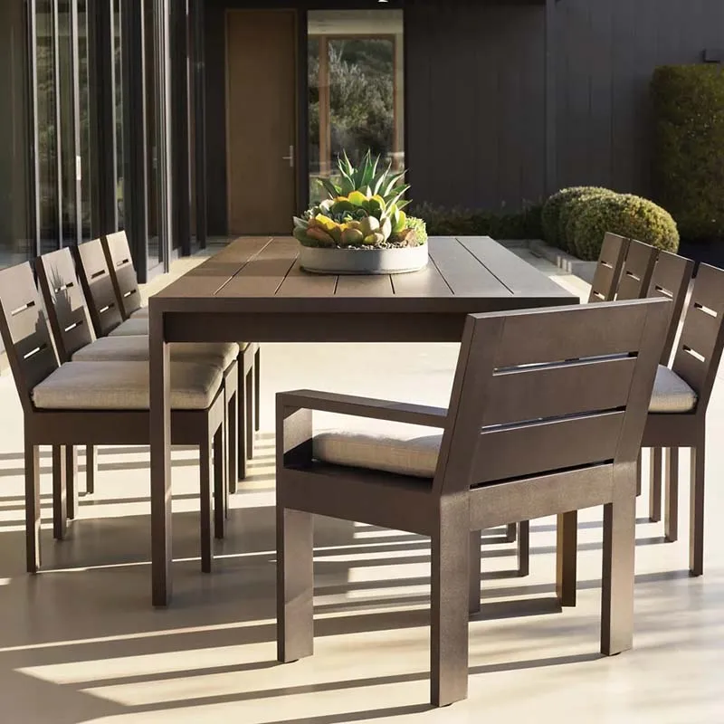 Hotel Outdoor Furniture Aluminum Frame Armchair Garden Table Dining Table