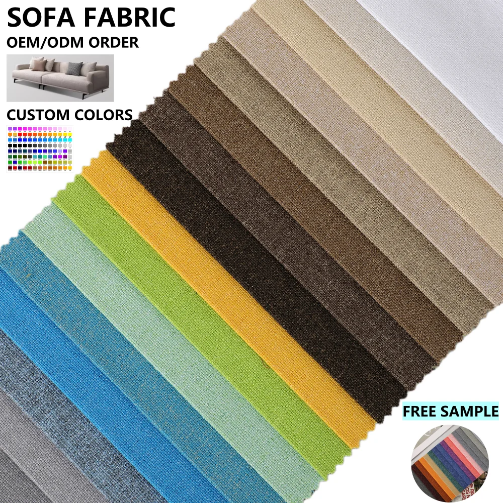 100% Linen Polyester Quilted Sofa Fabric Woven Textile for Upholstery & Furniture Plain Style