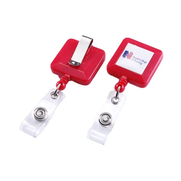 Best quality Square yoyo badge reel with pvc strap belt clip