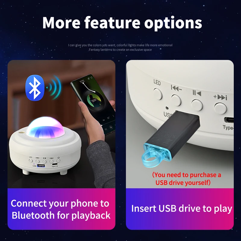 Black Moonlight Starry Night Lamp Speakers That Are Smartly Connected To Your Phone Party Night Aurora Projection Lamp