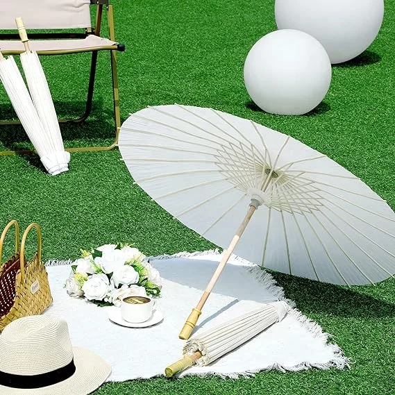 Ls03 Children DIY Drawing Umbrella Wedding Decoration Photo Props White Parasol Paper Umbrellas for Crafts
