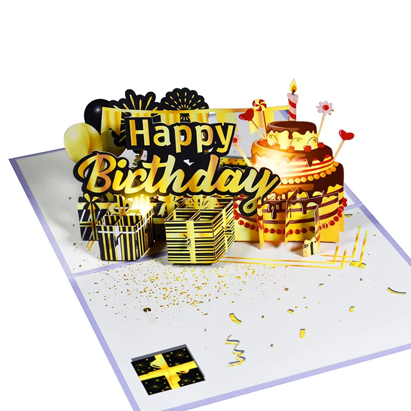 3D Pop UP Happy Birthday Greeting Invitation Cards Laser Cut Boy Girl Kids Gift Card Thank You Cards Vehicle Miniatures Postcard