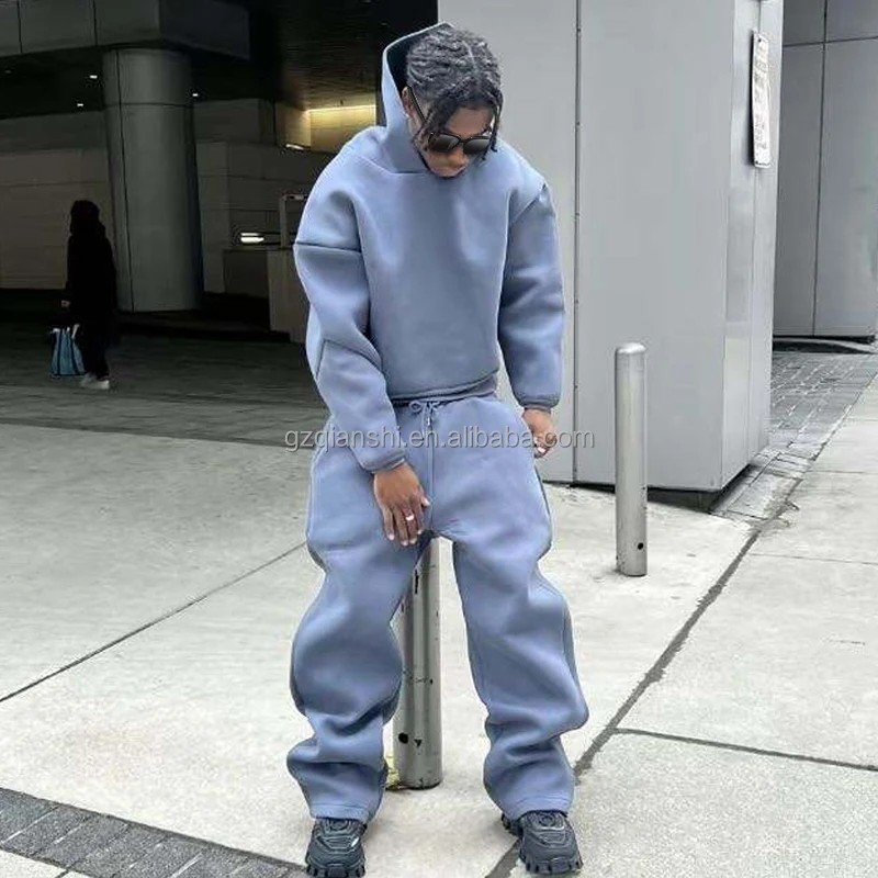 custom unisex stacked pants sweatsuit sweatpants and hoodie set flared tracksuit manufacturer windbreaker tracksuits for men