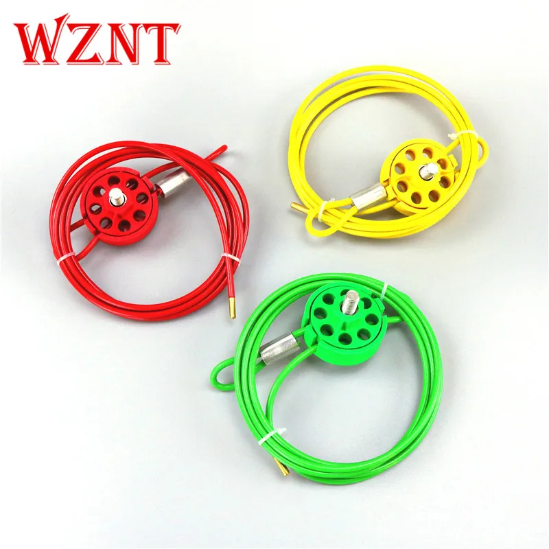 NTC03-2 RED GREEN YELLOW  ROUND MULTIPURPOSE CABLE LOCKOUT 8 HOLES WITH LOOP