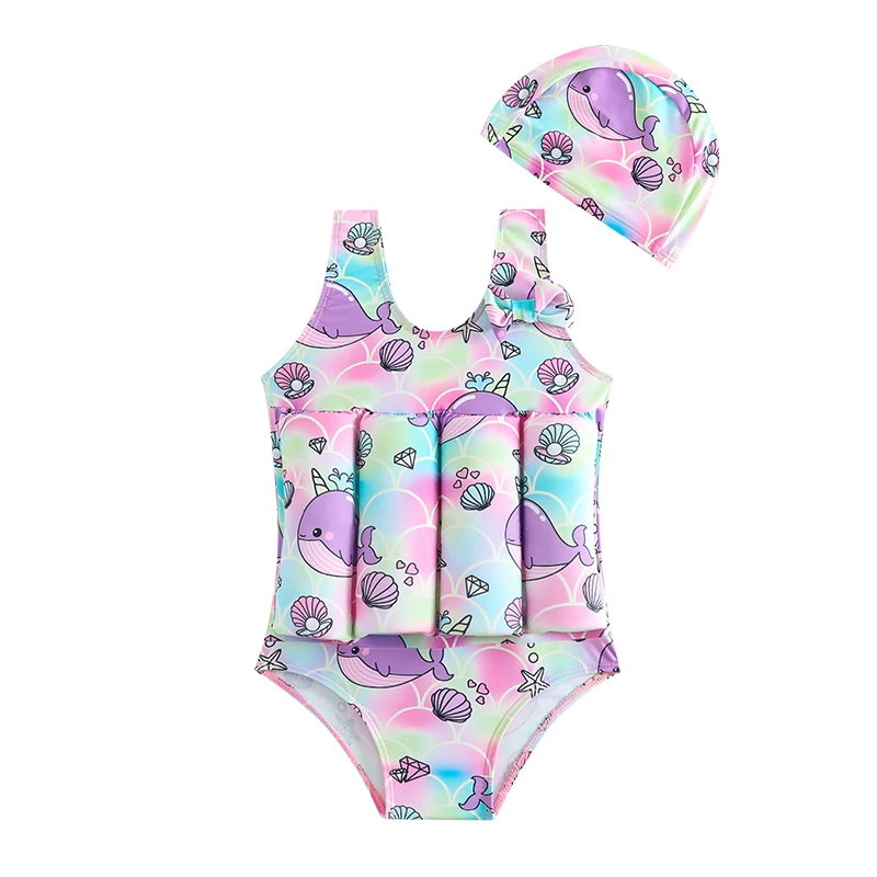 Kids Floatation Swimsuits Baby Boys Girls One Piece Float Suit Short Sleeve Swim Vest Zip up Buoyancy Swimwear