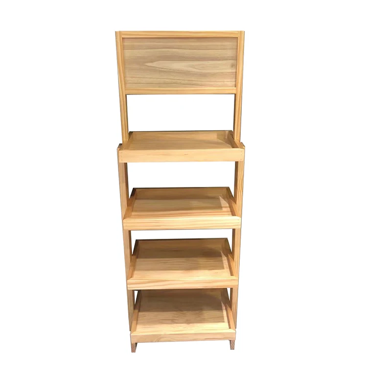 Classic Wooden Bread Display Shelf Customized Desserts Display Rack for Bakeshop