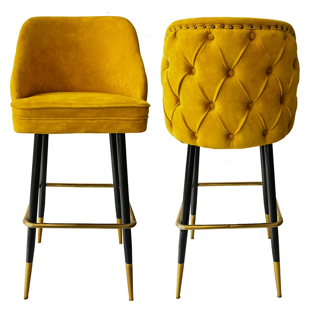 Легкая Роскошная высококачественная мебель для ресторана, металлический коммерческий высокий стул, бархатный барный стул