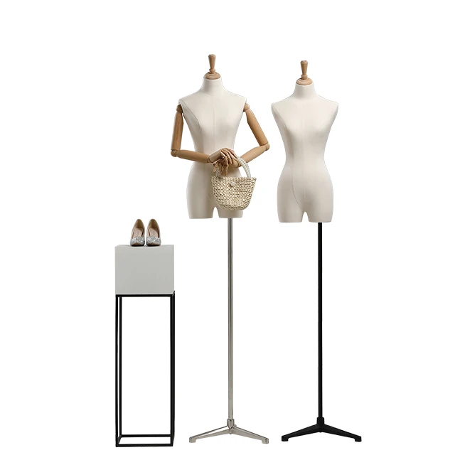 Hot sale plastic full body big bust manikin skin color female headless mannequin for clothes display